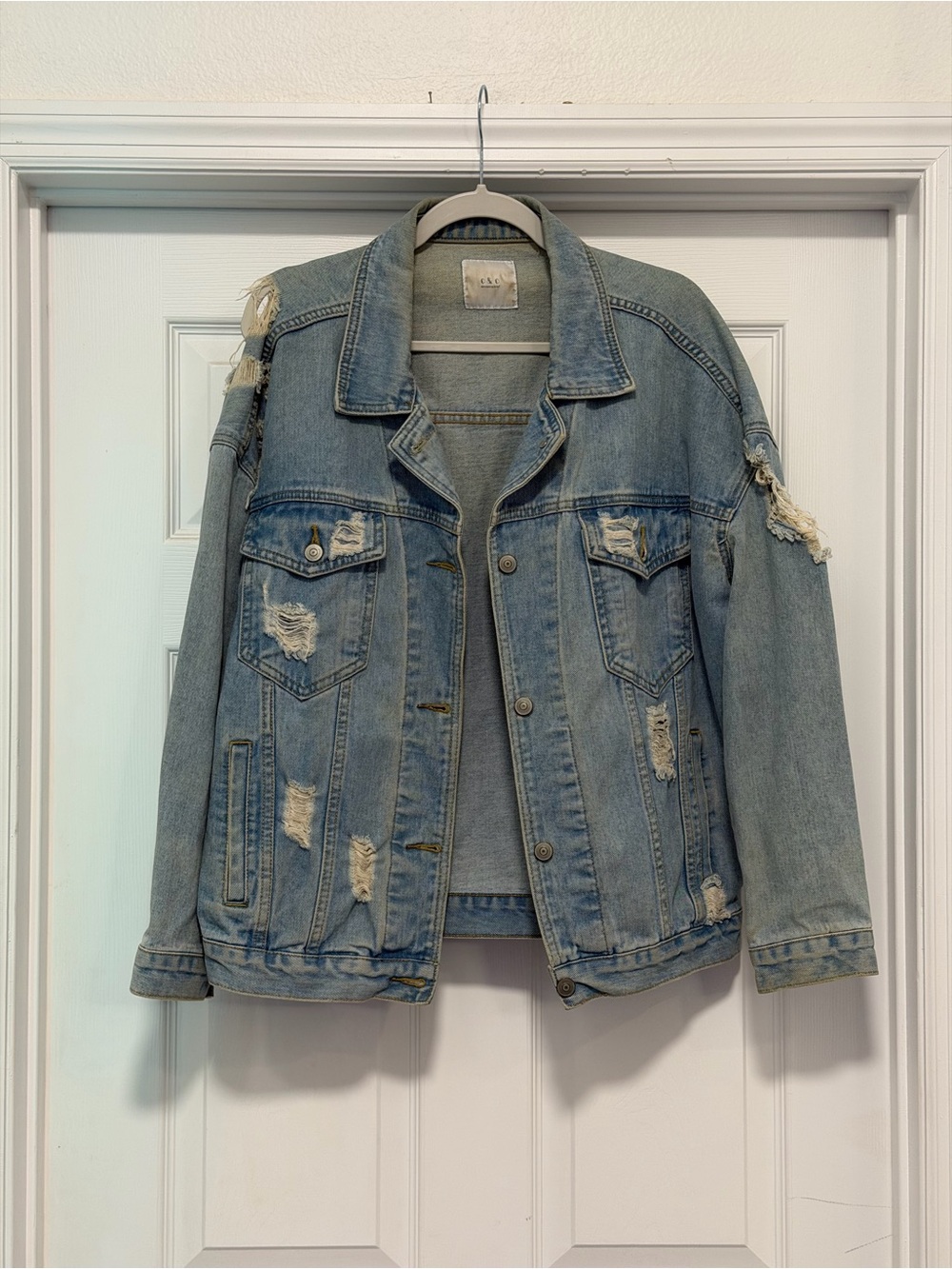 O&O Denimwear Artfully Distressed Jean Jacket - Women